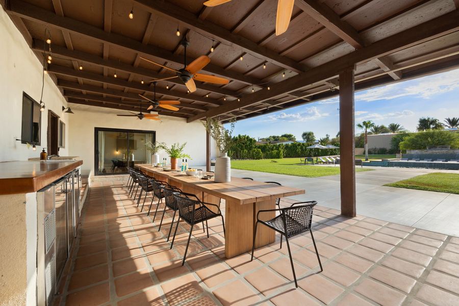Covered dining table